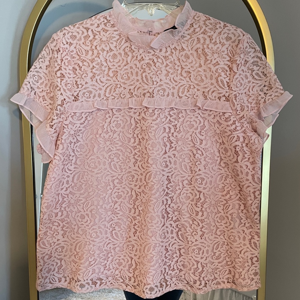 Banana Republic Light Pink Short Sleeve Blouse Large